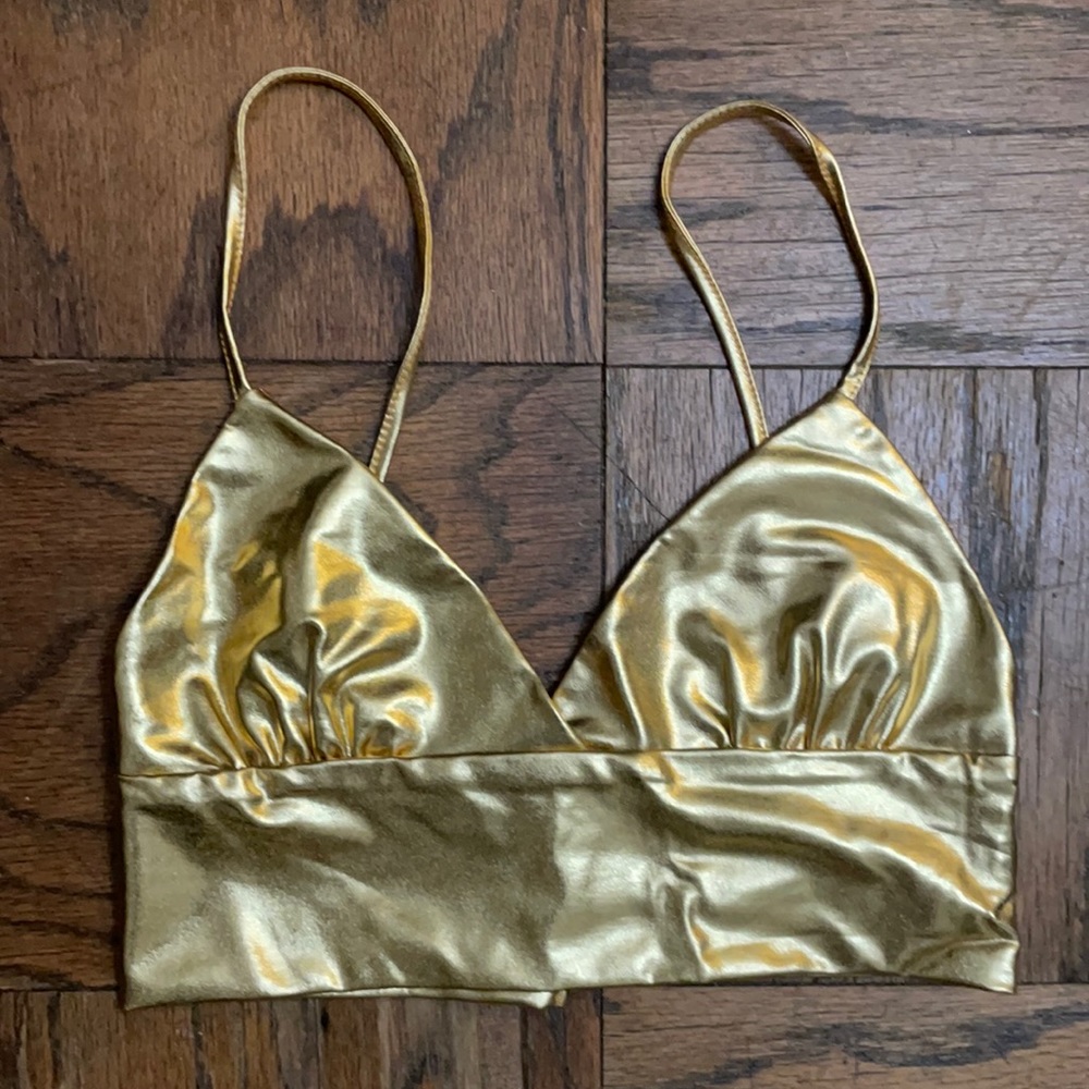 Gold bra top, M